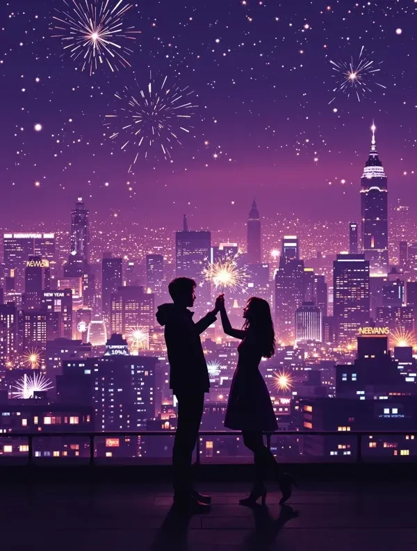 三级片 跨年夜的天台烟花 韩国爱情剧 剧情海报